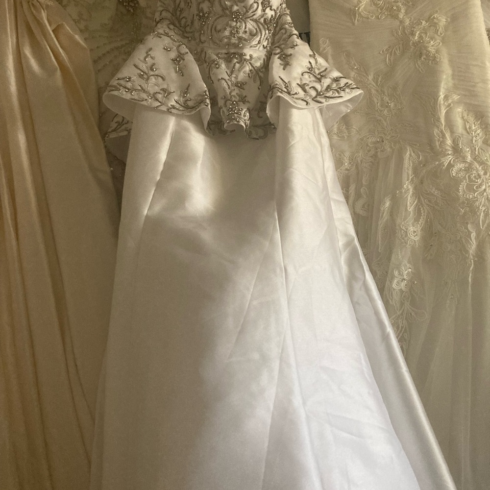 Size 14 peplum with and silver wedding dress